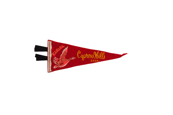 Vintage Cypress Hills Saskatchewan Canada Felt Flag Pennant // ONH Item: 12367