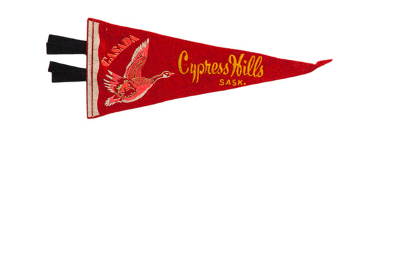 Vintage Cypress Hills Saskatchewan Canada Felt Flag Pennant // ONH Item: 12367, Image 1