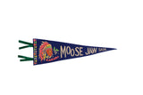 Vintage Moose Jaw Saskatchewan felt pennant; dark blue, colorful chief, 18