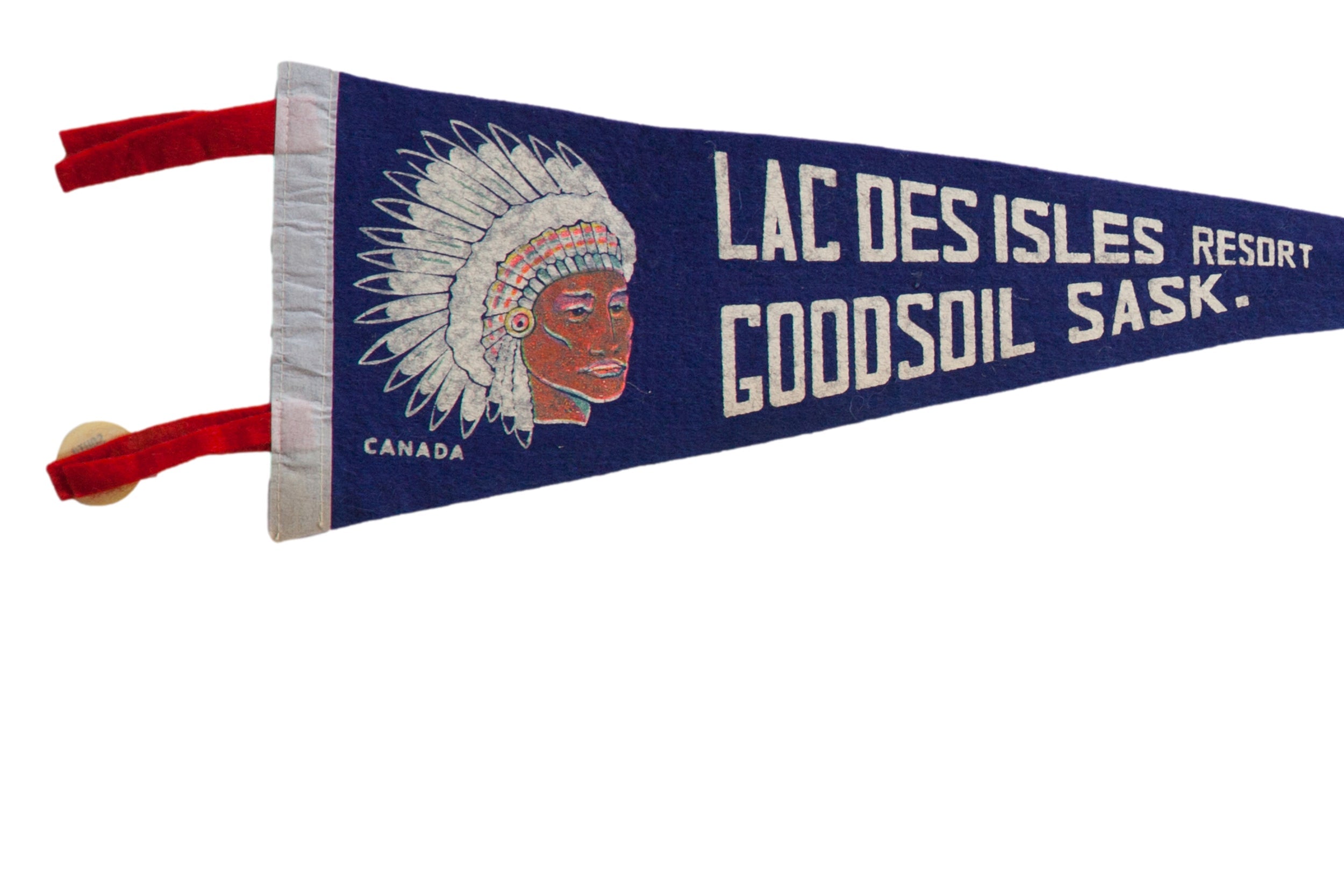 Vintage Lac Des Isles Resort Goodsoil Saskatchewan Canada Felt Flag Pennant // ONH Item: 12373, Image 1