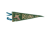Vintage Regina Saskatchewan Canada felt flag pennant, dark green, with a vibrant duck graphic, 18x6.