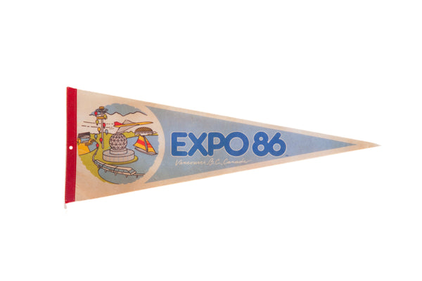 Vintage Expo 86 Vancouver BC Canada Felt Flag Pennant // ONH Item: 12378