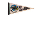 Vintage felt pennant detail: black edge, 