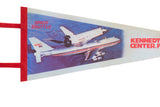 Close-up of the vintage Space Shuttle graphic on the felt pennant with red border.