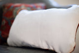 Soft white suede fabric back of the Small Persian Rug Pillow.