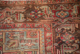 Vintage Mehrivan rug corner with stepped spandrel and turtle samovar border motif.