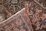 Back and restored side cord detail of a hand-knotted vintage Mehrivan Persian carpet.