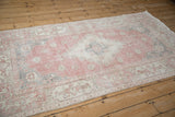 Distressed vintage Sparta rug, Samovar Turtle border, pink, oxidized silver, ivory floral field.