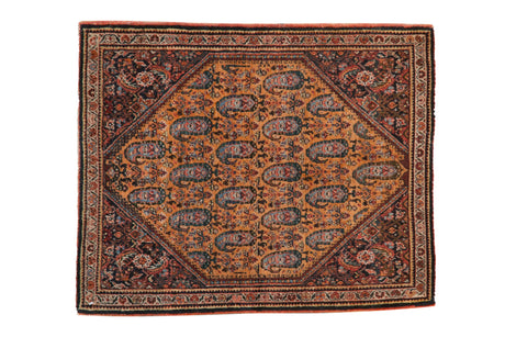 Vintage Fine Sarouk Square Rug Mat // ONH Item: 12495