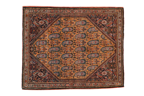 Vintage Fine Sarouk Square Rug Mat // ONH Item: 12495