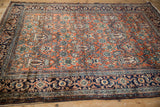 Angled view of the Bibikabad rug's Tree of Life motifs and Turtle Samovar main border.