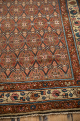 Kurdish Hamadan rug with meandering vine floral border and multi-toned lattice field.