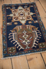 Vintage Heriz rug: unique double medallion with starburst, plant motifs, and vine border.