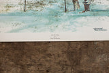 Bottom of Hamilton Late for Lunch Lithograph, featuring print title and artist details.