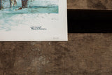 Detail of the printed title, artist signature, and authenticity mark on the Hamilton lithograph.