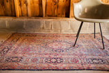 Antique Kerman rug, late 19th century, dark blue, cochineal red, ivory floral medallion, 4x6.