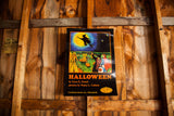 Vintage Halloween poster showing its 1980s style illustration and author credits.