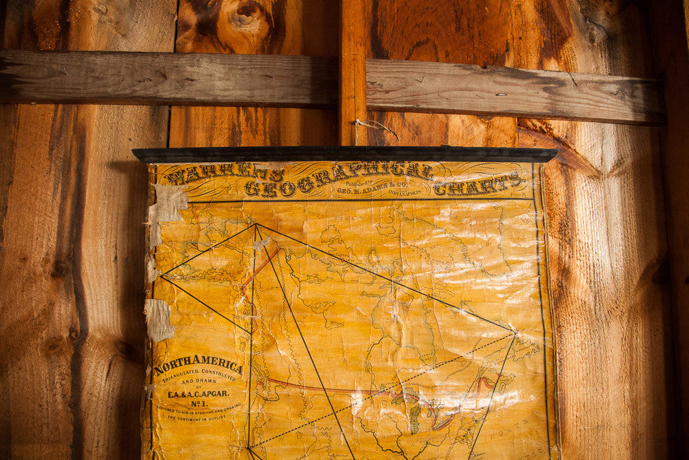 Rare Antique 19th Century North America Pull Down Map // ONH Item 1293 Image 1