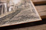 Artist Zvi Raphaeli's signature and textured gouache paint on the vintage 1960 artwork edge.