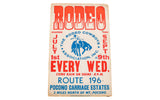 Vintage Rodeo Poster, red and blue graphics on aged white paper, 14x22 inches.