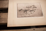 Signed Henry Ziegler etching titled The Satrap on aged paper matte.