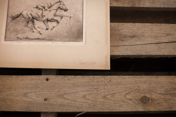 Signed Ziegler Horse Etching // ONH Item 1311 Image 2