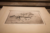 Artist Henry Ziegler's signature at the bottom right of the vintage horse etching.