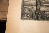 Detail of Menim etching showing artist's signature, 