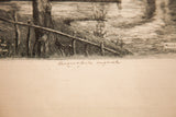 Menim etching detail: 1943 date, handwritten script, intricate fence on aged paper.