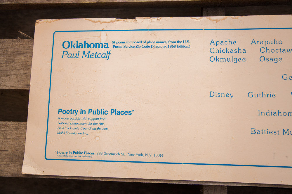 Vintage 1979 Metcalf Poster Public Places NYC Series Poem // ONH Item 1313 Image 1