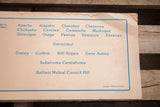 Corner of the 1979 Paul Metcalf poster showing copyright credit and aged cardboard.
