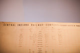 The printed masthead on an antique Central Indiana Railway Telegraph Register of Trains.