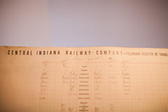 Antique Central Indiana Railway Train Log // ONH Item 1317 Image 6