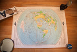 Vintage 1973 Amateur Radio Map of the World with continents in yellow and green against a blue background.