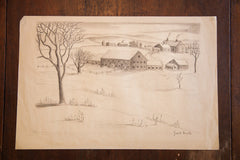 Enchanting Winter Farm Drawing // ONH Item 1319 Image 2