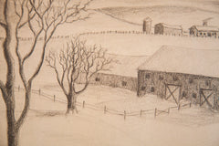 Enchanting Winter Farm Drawing // ONH Item 1319 Image 1