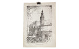 Old Madison Square Garden vintage lithograph print, monochrome architectural cityscape, 7.75 by 10.75 inches.