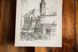 Angled view of the vintage Old Madison Square Garden lithograph showing its paper form.
