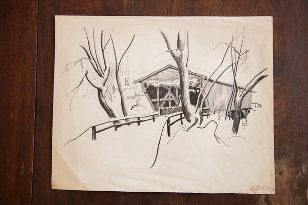 Wintery Covered Bridge // ONH Item 1323