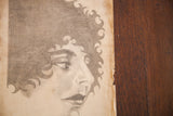 Roaring '20s Flapper Portrait detail showing curly hair and torn paper edge.