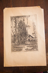 Pencil signature, title 'Rustico', and edition number 81/100 on the vintage paper.