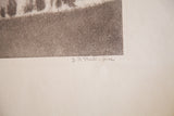 Artist D. R. Peretti Griva's pencil signature on the textured paper of the vintage print.