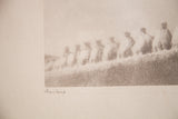 Handwritten title 'Messiboro' on the textured paper of the vintage Italian landscape print.