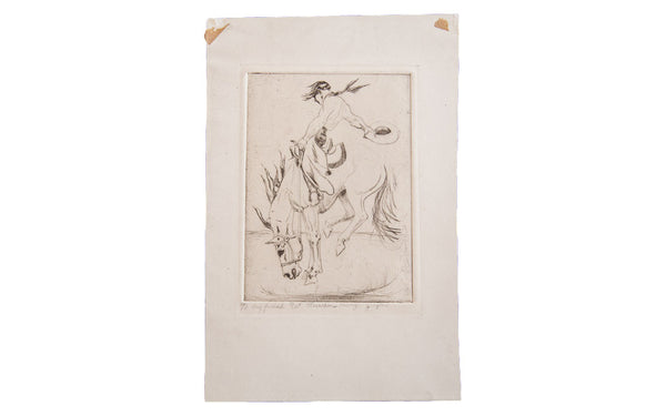 Vintage Ziegler Cowboy Etching // ONH Item 1333