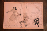 Vintage Jean Cocteau 'Le Jeune Homme et La Mort' print on rose paper, with central fold.