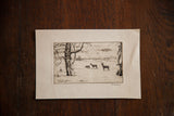 Lower right corner of the vintage etching showing artist signature Chesler Hich and 'A' mark.