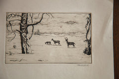 Vintage Winter Snow Covered Scene Etching // ONH Item 1343 Image 1