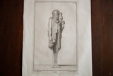 Antique Italian engraving of Pan with visible ink fingerprint on lower left.