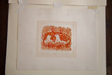 Pencil signature and 153/200 edition number on rustic orange Sweet Doves etching.
