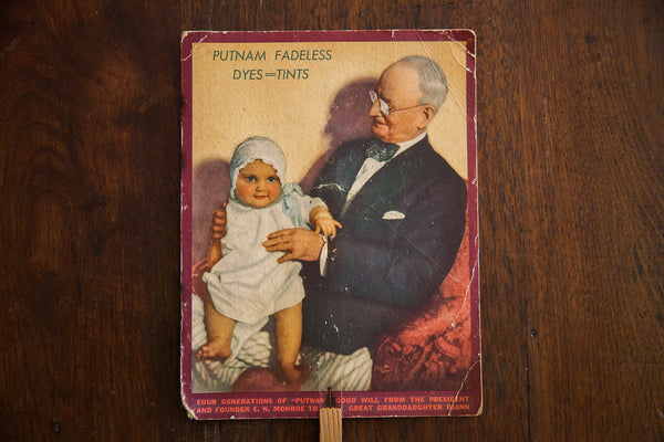 Vintage Advertising Fan Putnam Dyes // ONH Item 1347